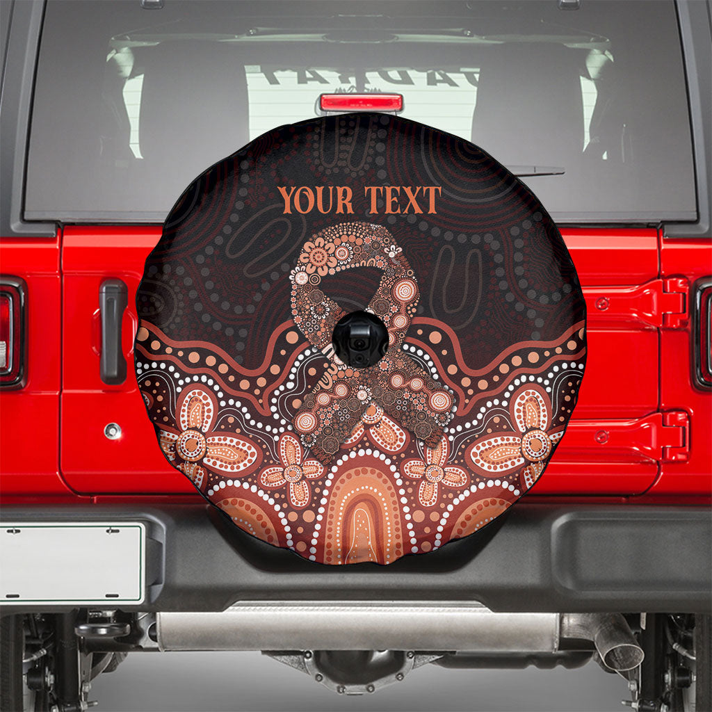 Australia Indigenous Personalized Spare Tire Cover Fight Leukemia Orange Ribbons