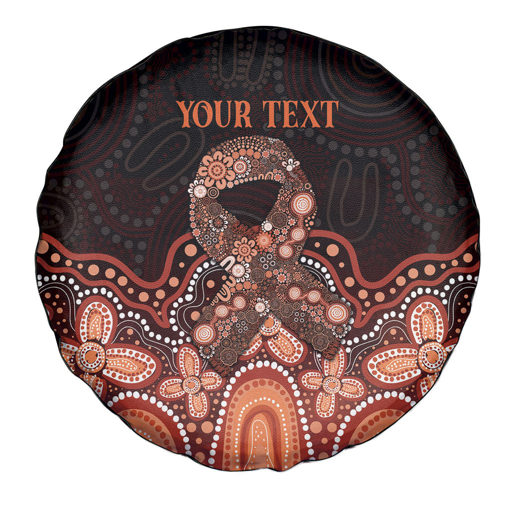 Australia Indigenous Personalized Spare Tire Cover Fight Leukemia Orange Ribbons