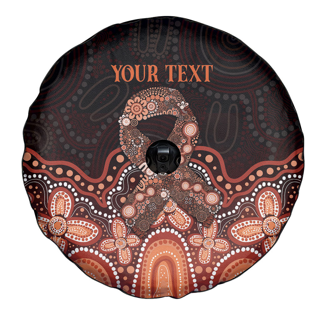 Australia Indigenous Personalized Spare Tire Cover Fight Leukemia Orange Ribbons