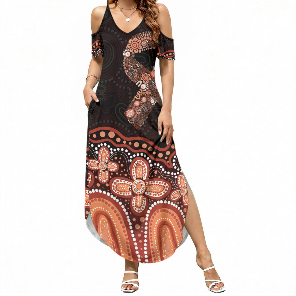 Australia Indigenous Personalized Summer Maxi Dress Fight Leukemia Orange Ribbons