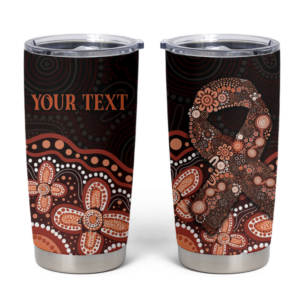 Australia Indigenous Personalized Tumbler Cup Fight Leukemia Orange Ribbons