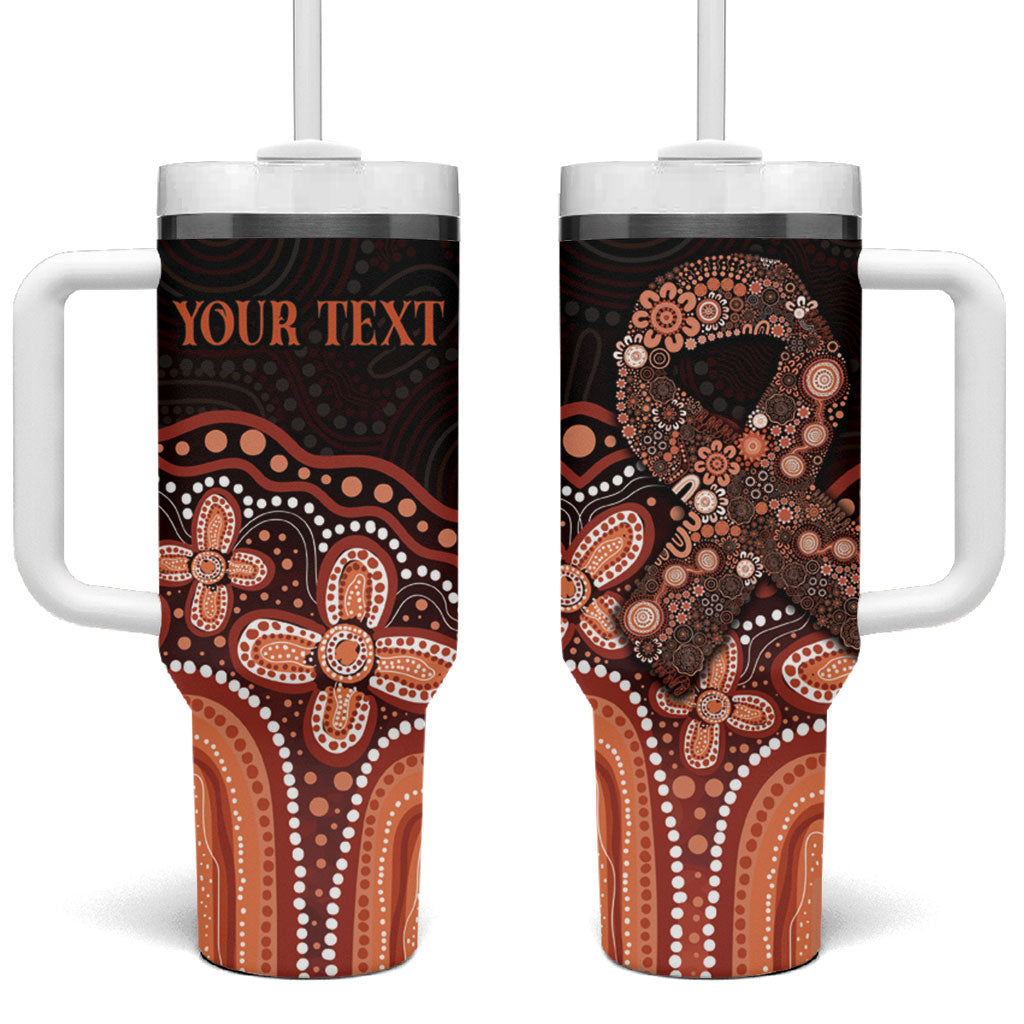 Australia Indigenous Personalized Tumbler With Handle Fight Leukemia Orange Ribbons