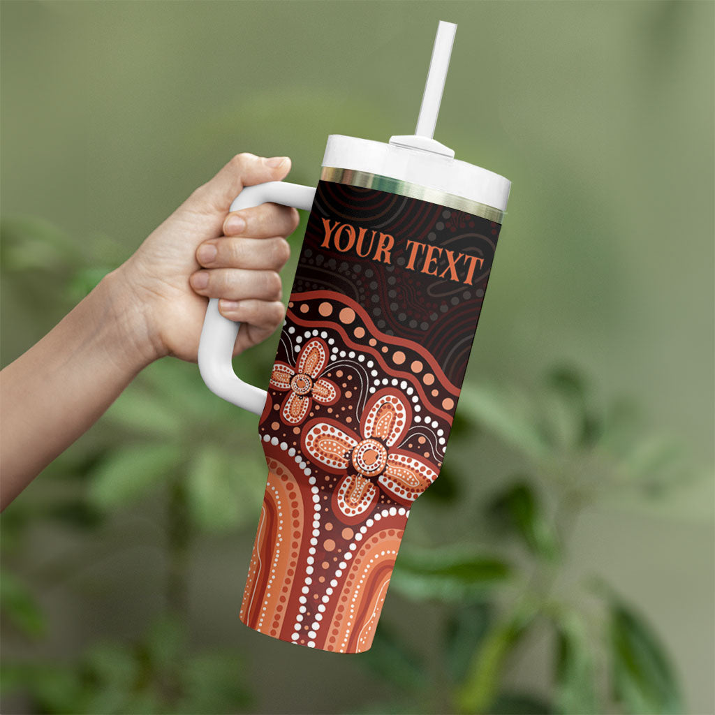 Australia Indigenous Personalized Tumbler With Handle Fight Leukemia Orange Ribbons