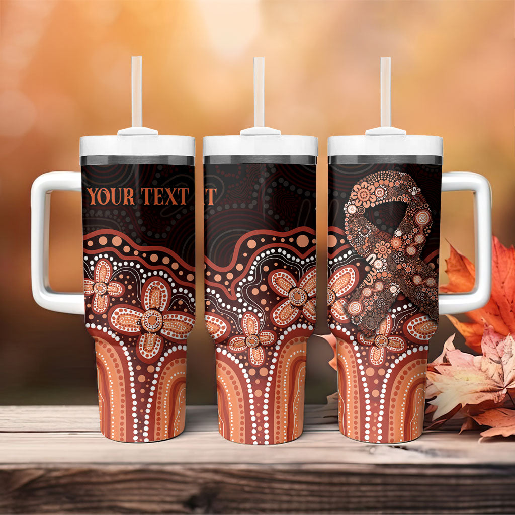 Australia Indigenous Personalized Tumbler With Handle Fight Leukemia Orange Ribbons