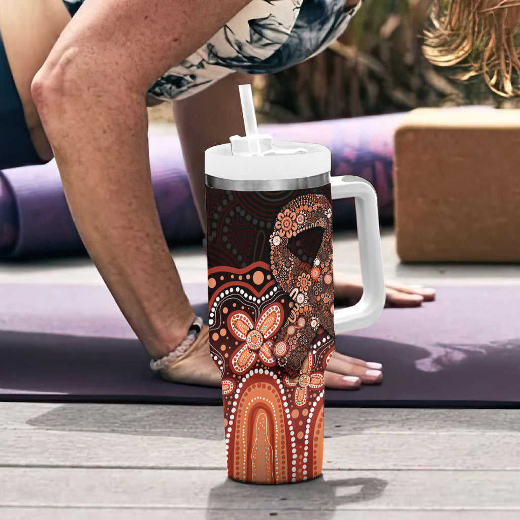 Australia Indigenous Personalized Tumbler With Handle Fight Leukemia Orange Ribbons