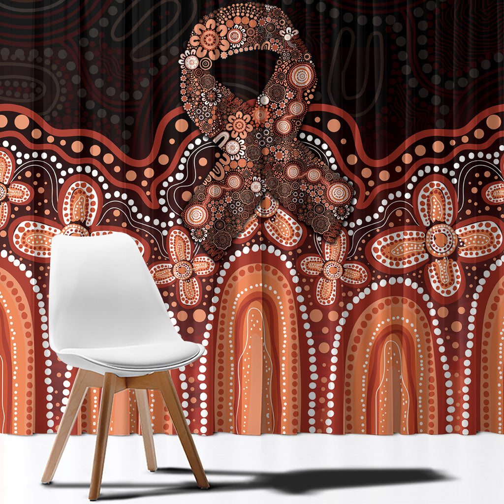 Australia Indigenous Personalized Window Curtain Fight Leukemia Orange Ribbons