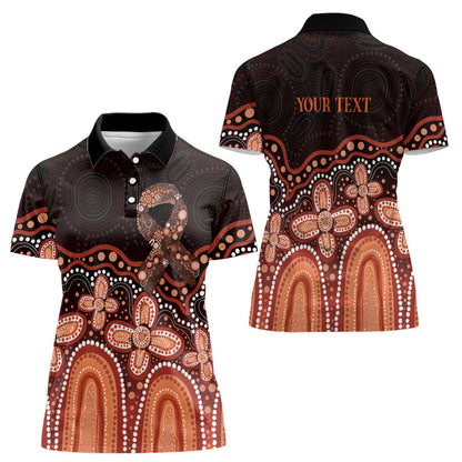 Australia Indigenous Personalized Women Polo Shirt Fight Leukemia Orange Ribbons