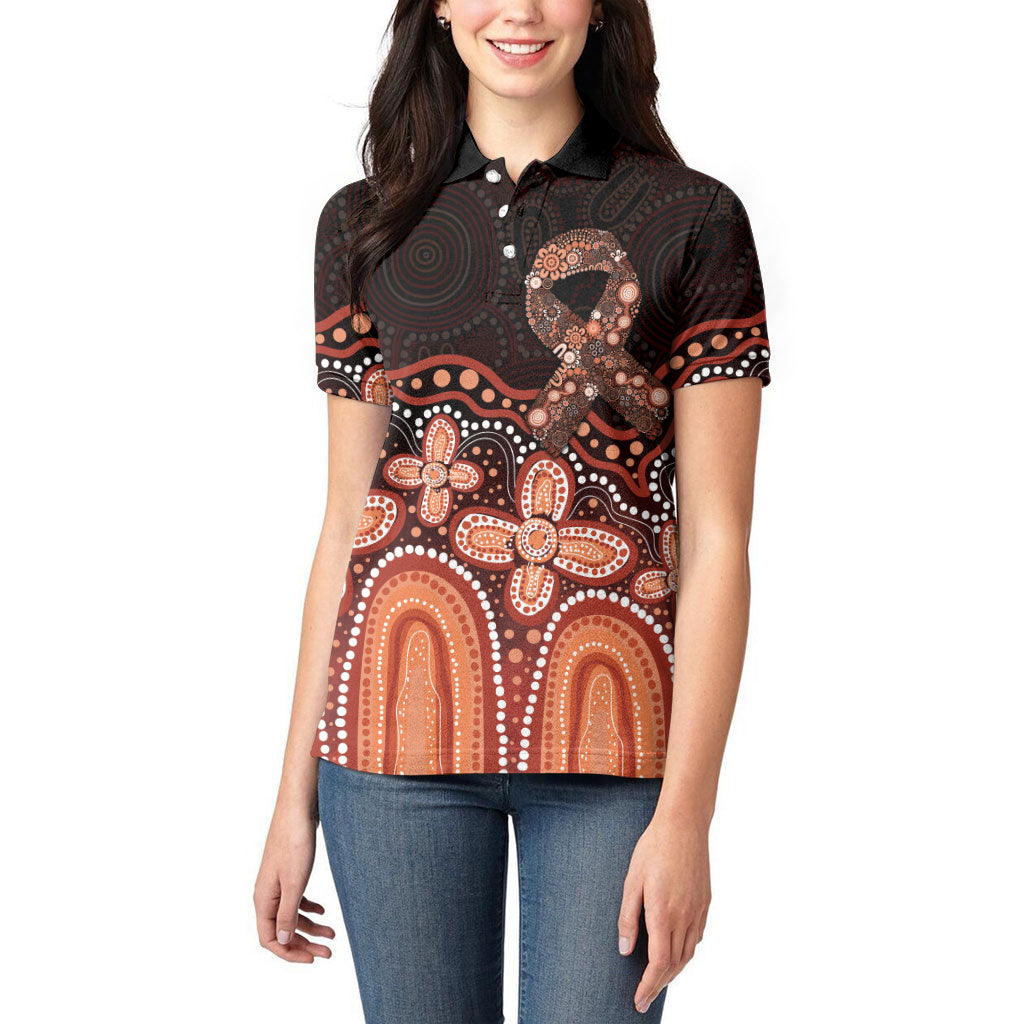 Australia Indigenous Personalized Women Polo Shirt Fight Leukemia Orange Ribbons