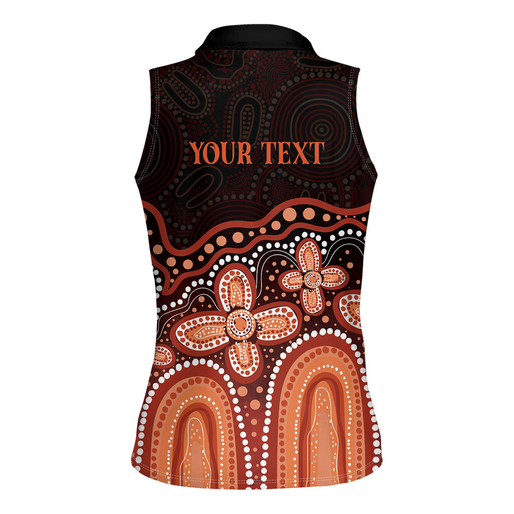 Australia Indigenous Personalized Women Sleeveless Polo Shirt Fight Leukemia Orange Ribbons