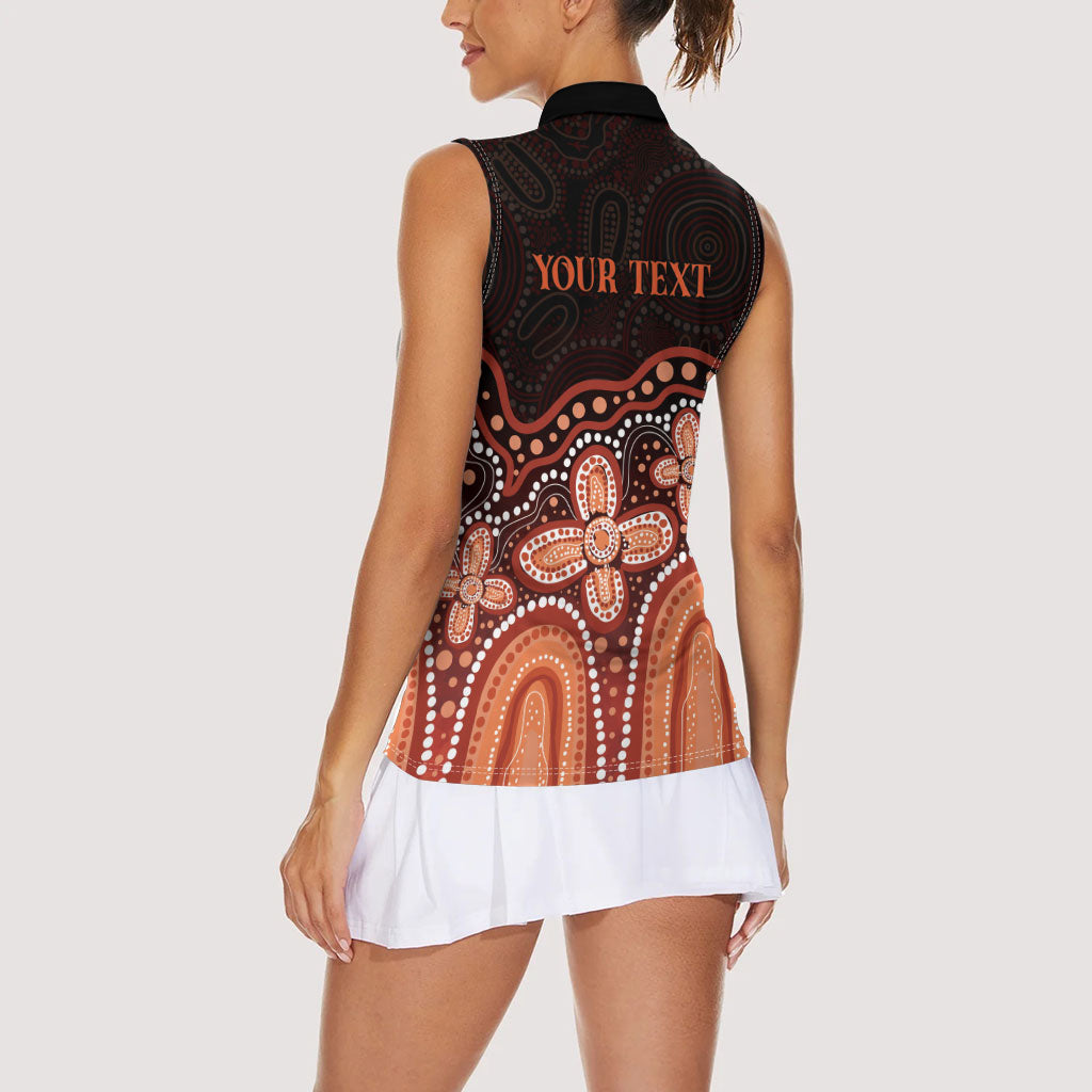 Australia Indigenous Personalized Women Sleeveless Polo Shirt Fight Leukemia Orange Ribbons