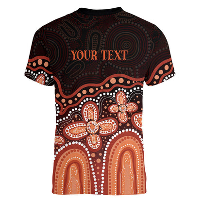 Australia Indigenous Personalized Women V-Neck T-Shirt Fight Leukemia Orange Ribbons