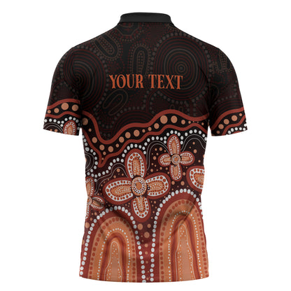 Australia Indigenous Personalized Zipper Polo Shirt Fight Leukemia Orange Ribbons