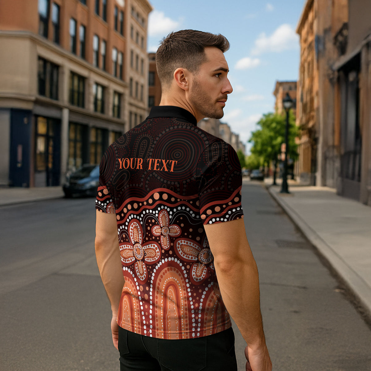 Australia Indigenous Personalized Zipper Polo Shirt Fight Leukemia Orange Ribbons