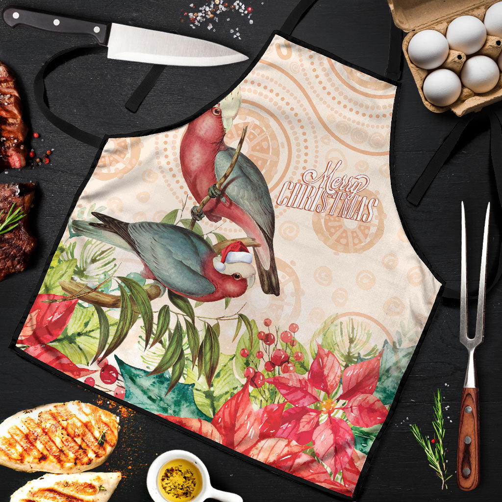 Merry Christmas Aussie Aboriginal Apron Rosebreasted Cockatoo Pastel