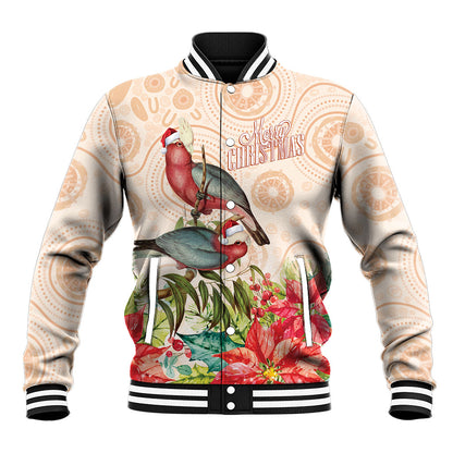 Merry Christmas Aussie Aboriginal Baseball Jacket Rosebreasted Cockatoo Pastel