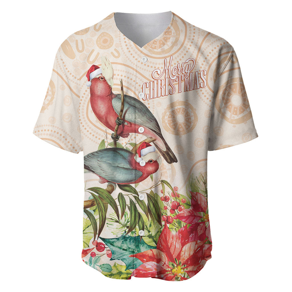 Merry Christmas Aussie Aboriginal Baseball Jersey Rosebreasted Cockatoo Pastel