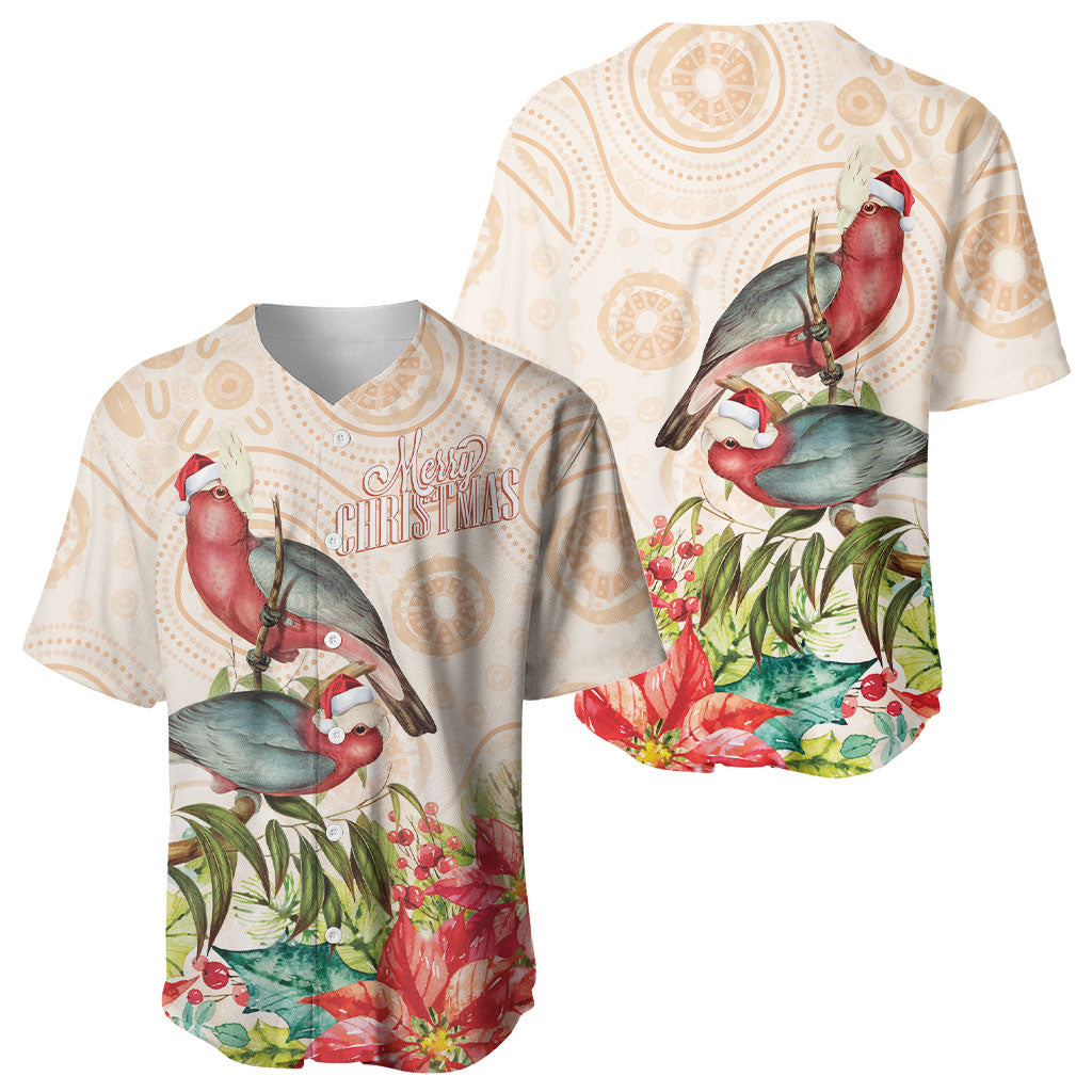 Merry Christmas Aussie Aboriginal Baseball Jersey Rosebreasted Cockatoo Pastel
