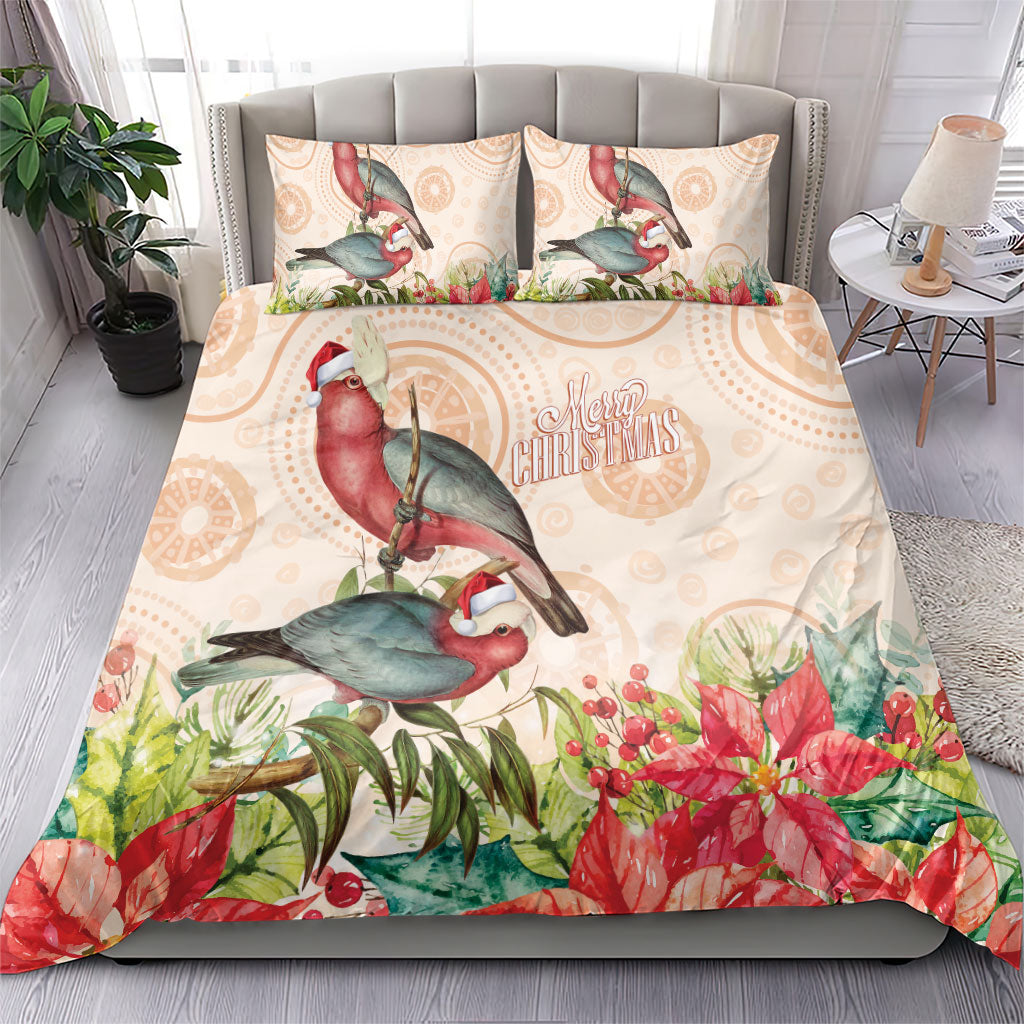 Merry Christmas Aussie Aboriginal Bedding Set Rosebreasted Cockatoo Pastel