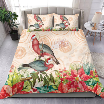 Merry Christmas Aussie Aboriginal Bedding Set Rosebreasted Cockatoo Pastel