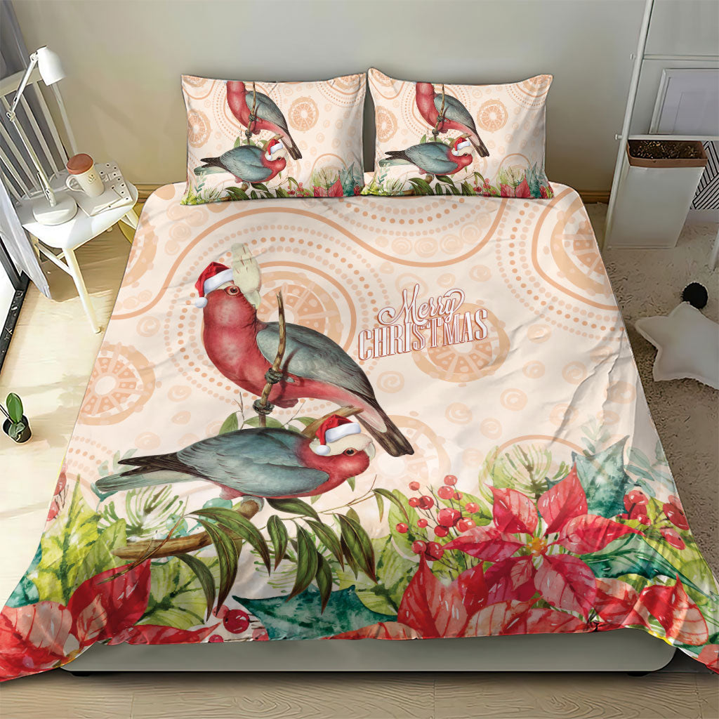 Merry Christmas Aussie Aboriginal Bedding Set Rosebreasted Cockatoo Pastel