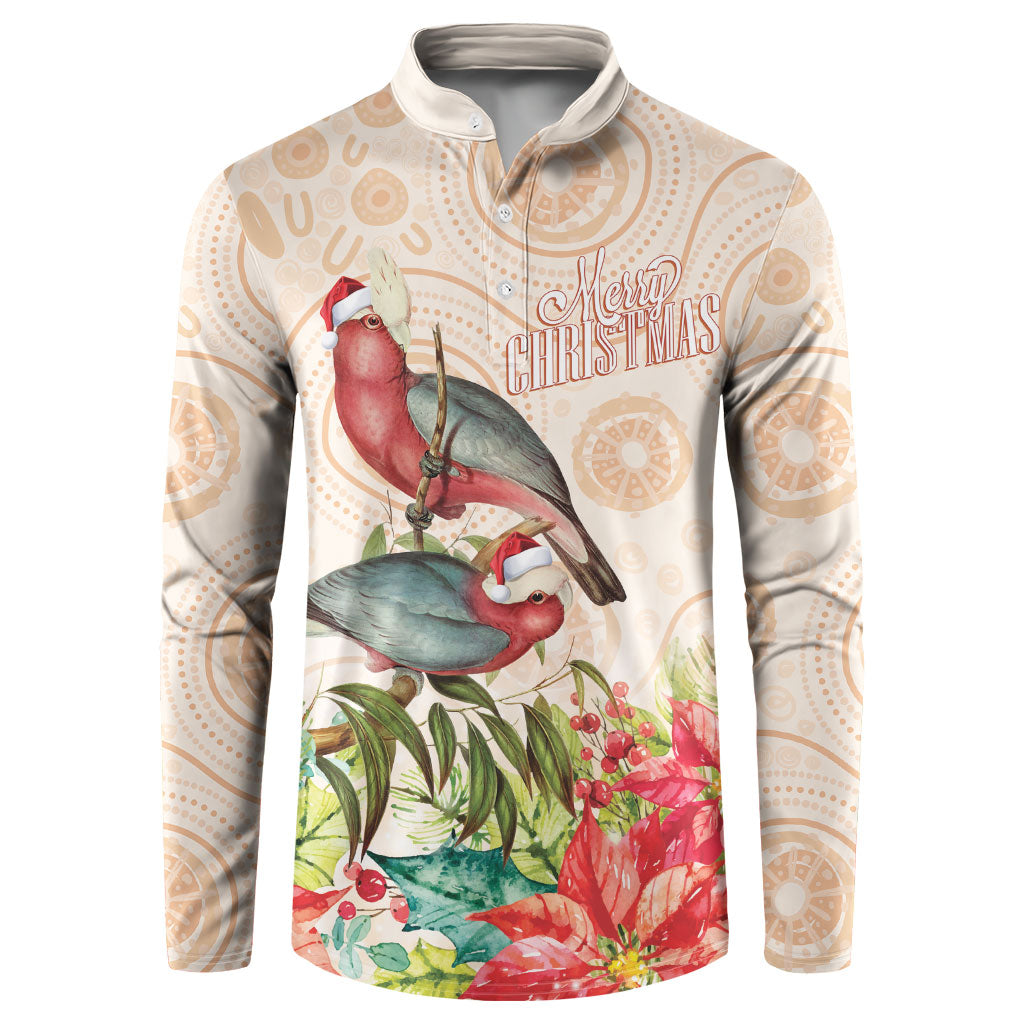 Merry Christmas Aussie Aboriginal Button Sweatshirt Rosebreasted Cockatoo Pastel