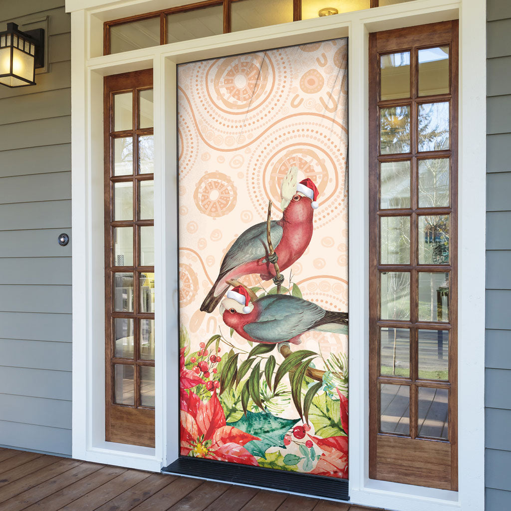 Merry Christmas Aussie Aboriginal Door Cover Rosebreasted Cockatoo Pastel