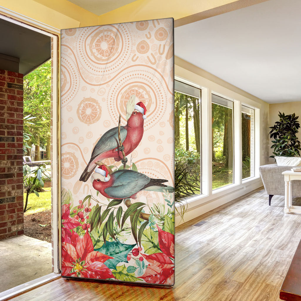 Merry Christmas Aussie Aboriginal Door Cover Rosebreasted Cockatoo Pastel