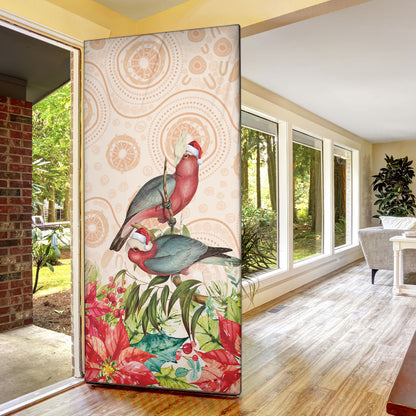 Merry Christmas Aussie Aboriginal Door Cover Rosebreasted Cockatoo Pastel