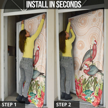 Merry Christmas Aussie Aboriginal Door Cover Rosebreasted Cockatoo Pastel