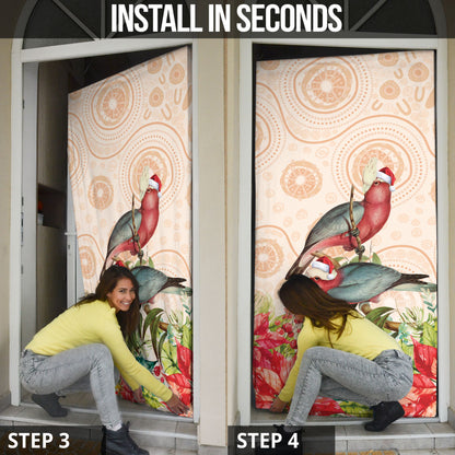 Merry Christmas Aussie Aboriginal Door Cover Rosebreasted Cockatoo Pastel