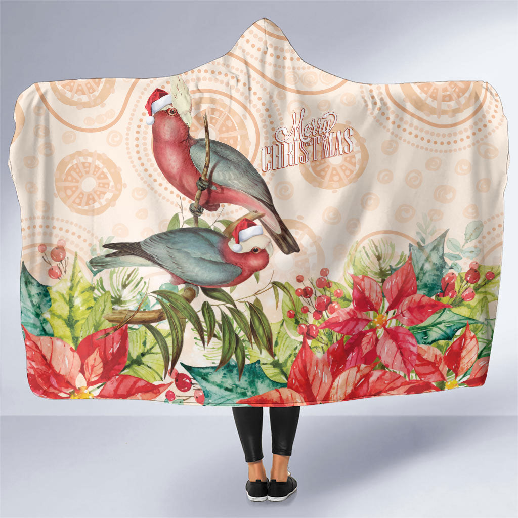 Merry Christmas Aussie Aboriginal Hooded Blanket Rosebreasted Cockatoo Pastel