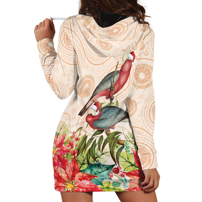 Merry Christmas Aussie Aboriginal Hoodie Dress Rosebreasted Cockatoo Pastel