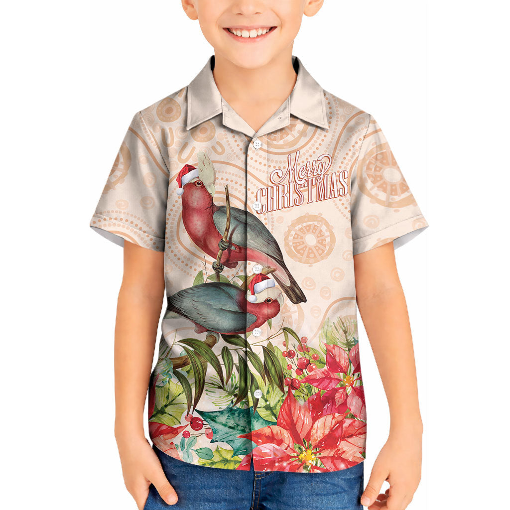 Merry Christmas Aussie Aboriginal Kid Hawaiian Shirt Rosebreasted Cockatoo Pastel