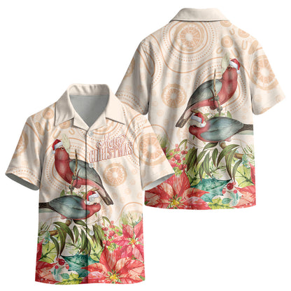 Merry Christmas Aussie Aboriginal Kid Hawaiian Shirt Rosebreasted Cockatoo Pastel