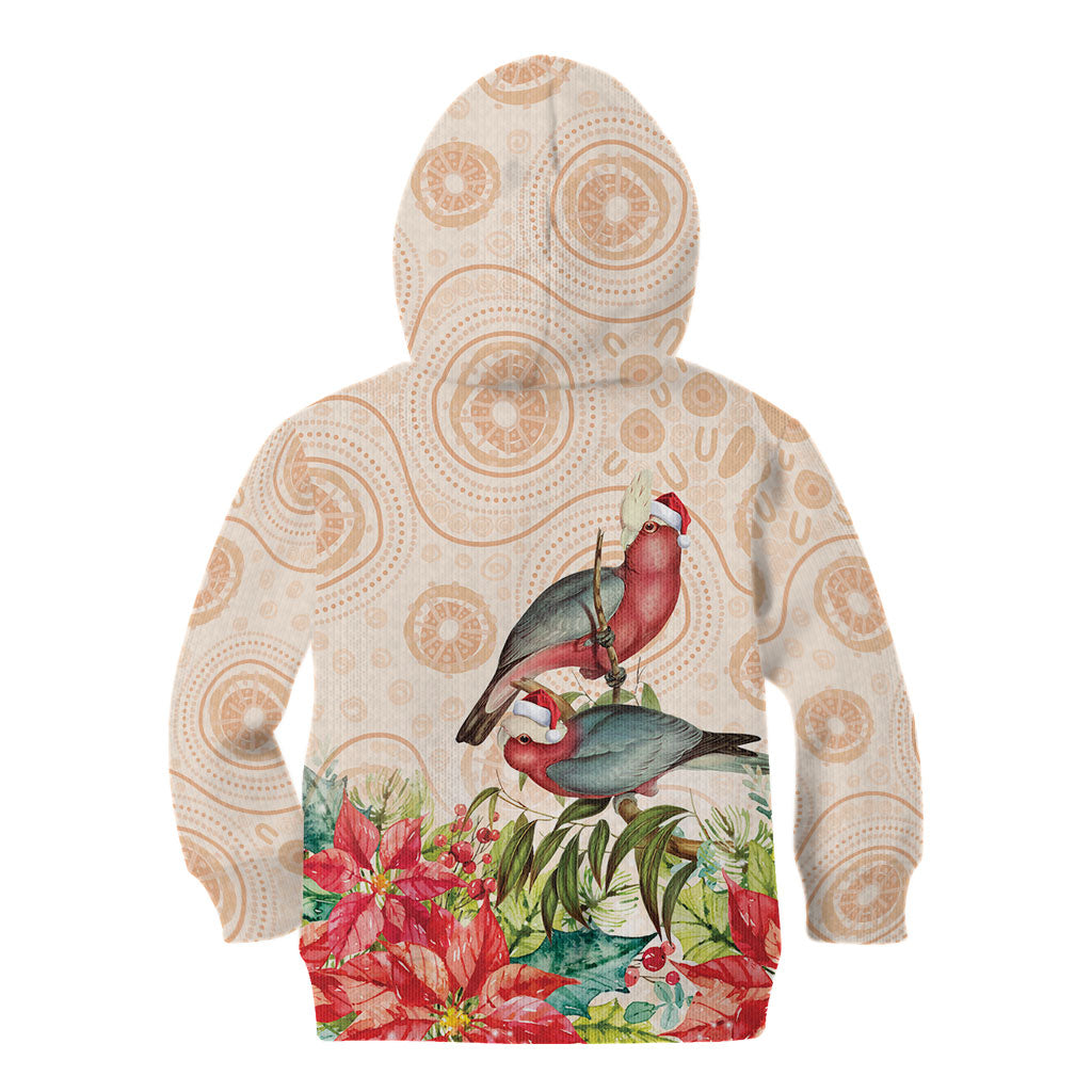 Merry Christmas Aussie Aboriginal Kid Hoodie Rosebreasted Cockatoo Pastel