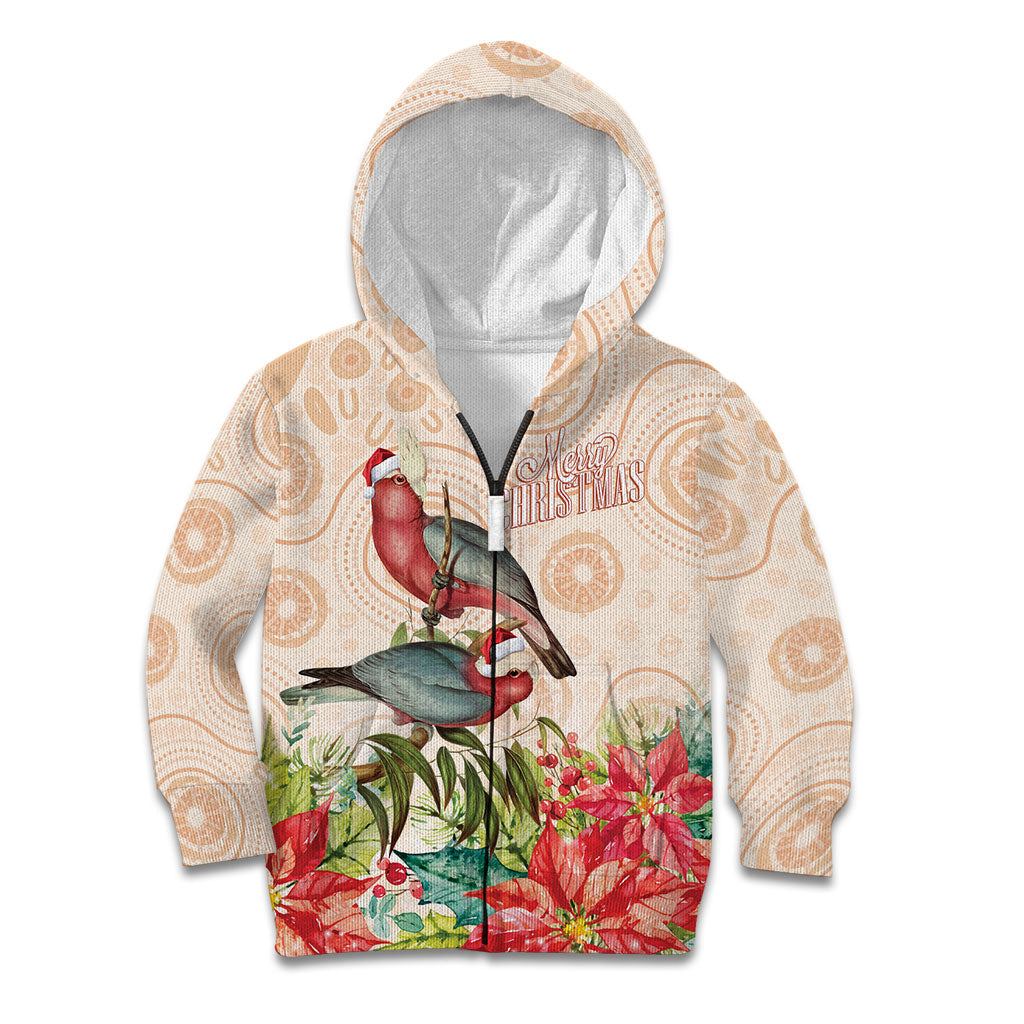 Merry Christmas Aussie Aboriginal Kid Hoodie Rosebreasted Cockatoo Pastel