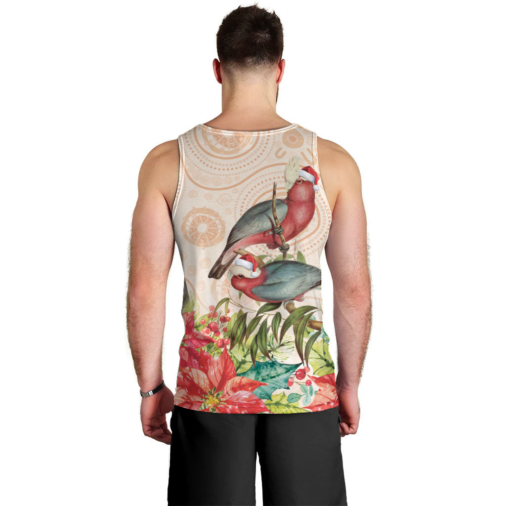 Merry Christmas Aussie Aboriginal Men Tank Top Rosebreasted Cockatoo Pastel