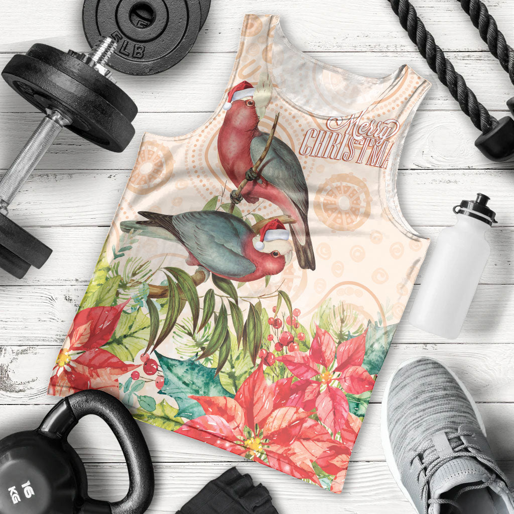 Merry Christmas Aussie Aboriginal Men Tank Top Rosebreasted Cockatoo Pastel