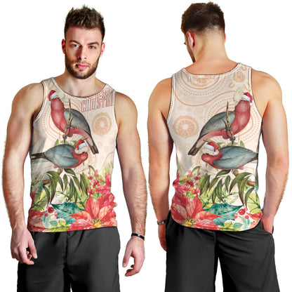 Merry Christmas Aussie Aboriginal Men Tank Top Rosebreasted Cockatoo Pastel