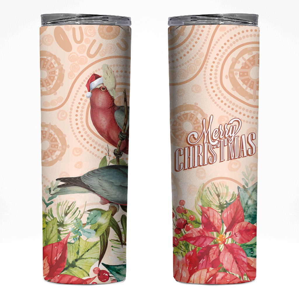 Merry Christmas Aussie Aboriginal Skinny Tumbler Rosebreasted Cockatoo Pastel
