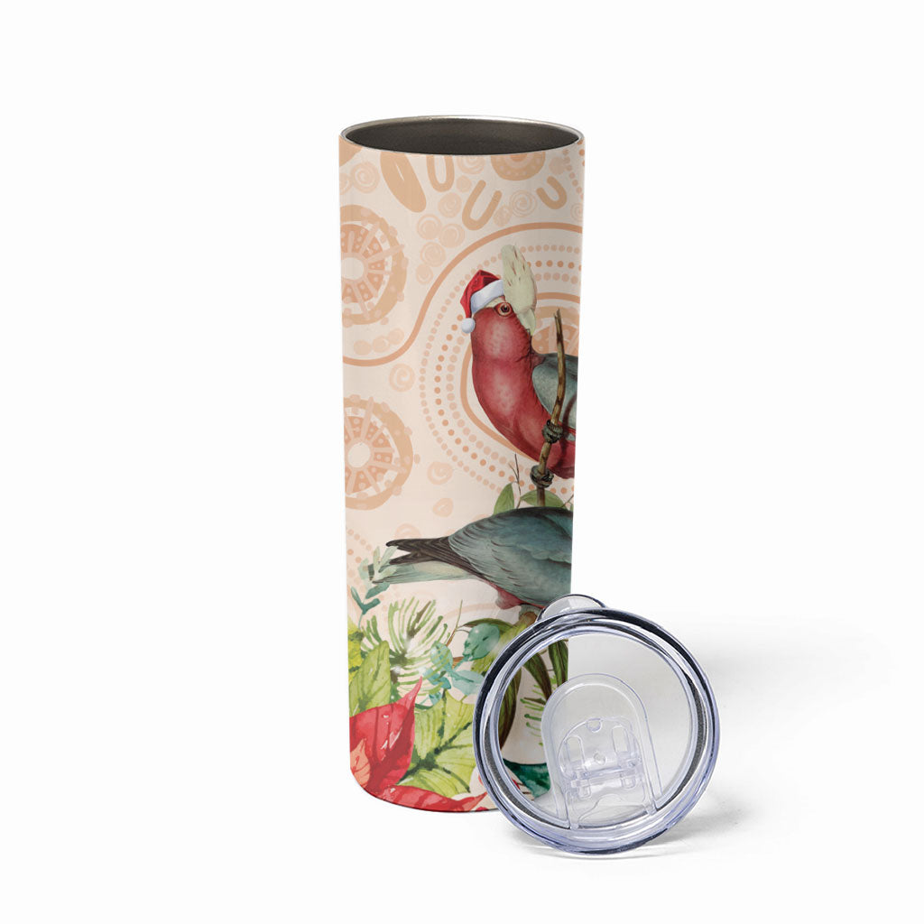Merry Christmas Aussie Aboriginal Skinny Tumbler Rosebreasted Cockatoo Pastel