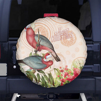 Merry Christmas Aussie Aboriginal Spare Tire Cover Rosebreasted Cockatoo Pastel