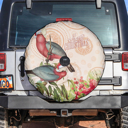Merry Christmas Aussie Aboriginal Spare Tire Cover Rosebreasted Cockatoo Pastel