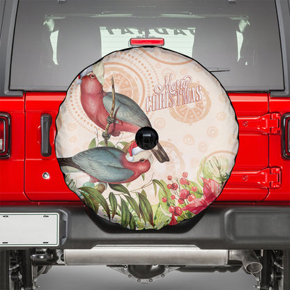 Merry Christmas Aussie Aboriginal Spare Tire Cover Rosebreasted Cockatoo Pastel