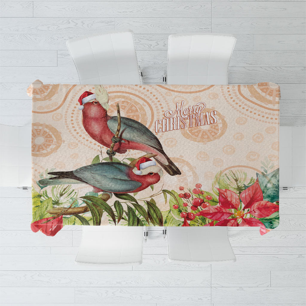 Merry Christmas Aussie Aboriginal Tablecloth Rosebreasted Cockatoo Pastel