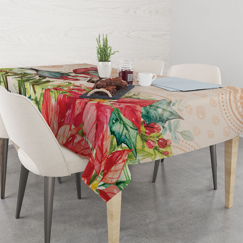 Merry Christmas Aussie Aboriginal Tablecloth Rosebreasted Cockatoo Pastel