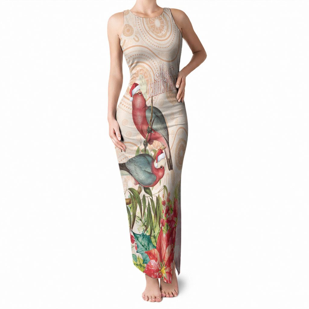 Merry Christmas Aussie Aboriginal Tank Maxi Dress Rosebreasted Cockatoo Pastel