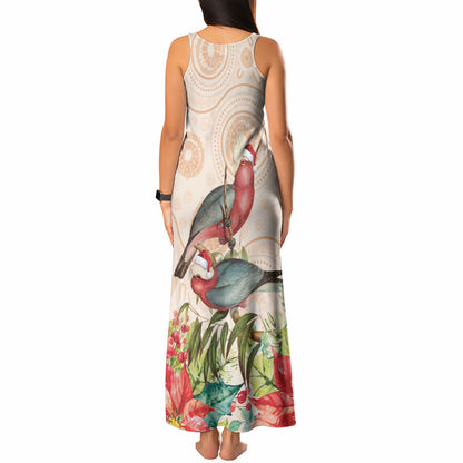 Merry Christmas Aussie Aboriginal Tank Maxi Dress Rosebreasted Cockatoo Pastel