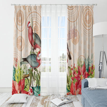 Merry Christmas Aussie Aboriginal Window Curtain Rosebreasted Cockatoo Pastel