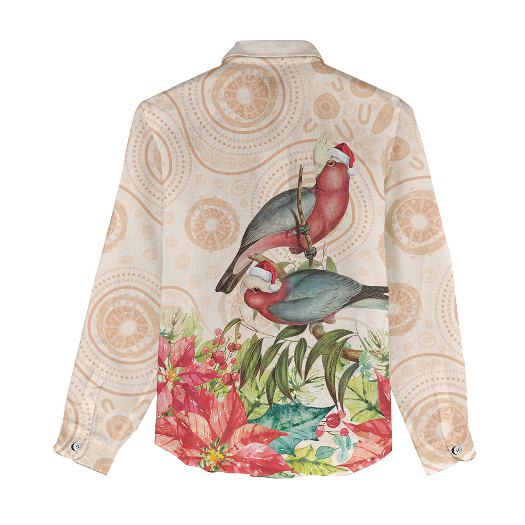 Merry Christmas Aussie Aboriginal Women Casual Shirt Rosebreasted Cockatoo Pastel